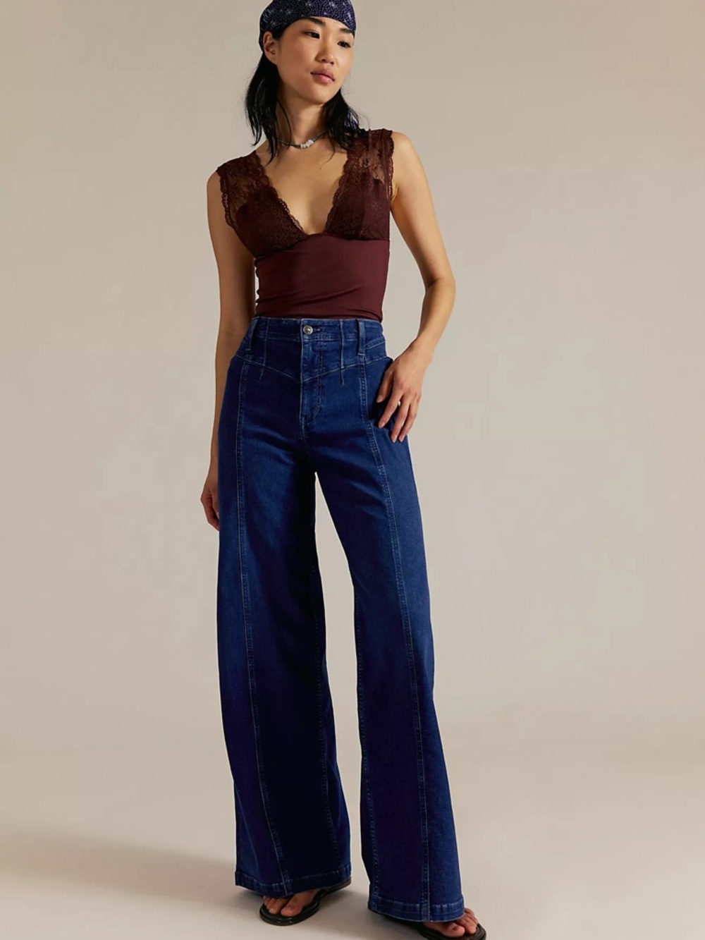 Free People We The Free Libre Wide Leg Jeans Dark Wash High Rise Sz 27 - Picture 13 of 13